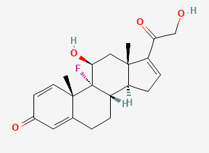 Two-dimensional chemical structure of (8S,9R,10S,11S,13S,14S)-9-Fluoro-11-hydroxy-17-(2-hydroxyacetyl)-10,13-dimethyl-6,7,8,9,10,11,12,13,14,15-decahydro-3H-cyclopenta[a]phenanthren-3-one