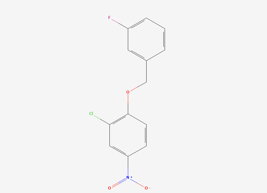 Two-dimensional chemical structure of 2-Chloro-1-(3-fluoro-benzyloxy)-4-nitro-benzene