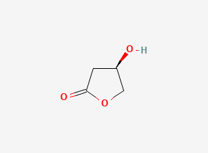 Two-dimensional chemical structure of 3-Hydroxybutyrolactone, (3R)-