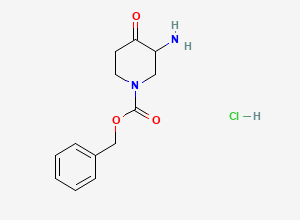 Two-dimensional chemical structure of Benzyl 3-amino-4-oxopiperidine-1-carboxylate hydrochloride