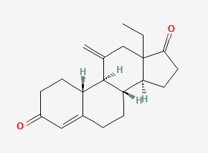 Two-dimensional chemical structure of 13-Ethyl-11-methylenegon-4-ene-3,17-dione, CAS 54024-17-8