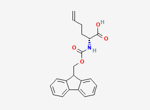 Two-dimensional chemical structure of (R)-2-((((9H-Fluoren-9-yl)methoxy)carbonyl)amino)hex-5-enoic acid