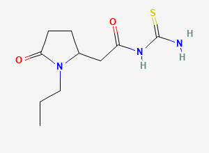 Two-dimensional chemical structure of N-(Aminothioxomethyl)-5-oxo-1-propyl-2-pyrrolidineacetamide, CAS 936751-11-0