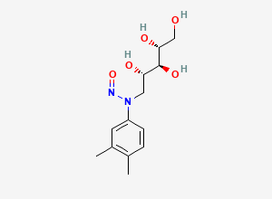 Two-dimensional chemical structure of N-(3,4-dimethylphenyl)-N-((2S,3S,4R)-2,3,4,5-tetrahydroxypentyl)nitrous amide