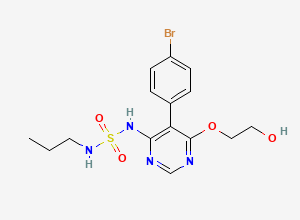 Two-dimensional chemical structure of N-[5-(4-Bromophenyl)-6-[2-hydroxyethoxy]-4-pyrimidinyl]-N'-propylsulfamide, CAS 1393813-43-8