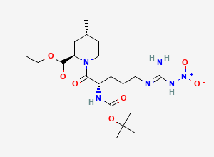 Two-dimensional chemical structure of (2R-(1(S),2alpha,4beta))-1-(2-(((1,1-Dimethylethoxy)carbonyl)amino)-5-((imino(nitroamino)methyl)amino)-1-oxopentyl)-4-methyl-2-piperidinecarboxylic acid ethyl ester