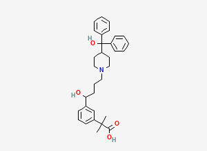 Two-dimensional chemical structure of 3-(1-Hydroxy-4-(4-(hydroxydiphenylmethyl)-1-piperidinyl)butyl)-alpha,alpha-dimethyl benzeneacetic acid