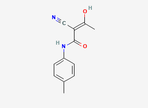 Two-dimensional chemical structure of Teriflunomide TFD – 4 – MA / (2Z)-2-Cyano-3-hydroxy-N-[4-(methyl)phenyl)]-2-butenamide, CAS 1385789-70-7