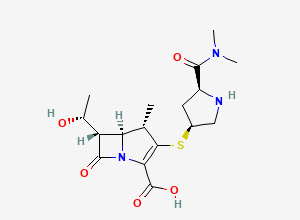 Two-dimensional chemical structure of (4S,5S,6S)-3-[(3S,5S)-5-(dimethylcarbamoyl)pyrrolidin-3-yl]sulfanyl-6-[(1R)-1-hydroxyethyl]-4-methyl-7-oxo-1-azabicyclo[3.2.0]hept-2-ene-2-carboxylic acid