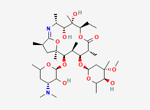 Two-dimensional chemical structure of (3R,4R,5S,6R,9R,10S,11S,12R,13R,15R)-12-[(2S,4R)-4-(dimethylamino)-3-hydroxy-6-methyloxan-2-yl]oxy-6-ethyl-4,5-dihydroxy-10-[(2R,4S,5S)-5-hydroxy-4-methoxy-4,6-dimethyloxan-2-yl]oxy-3,5,9,11,13,15-hexamethyl-7,16-dioxa-2-azabicyclo[11.2.1]hexadec-1-en-8-one