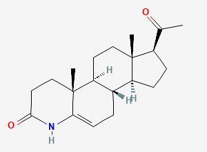 Two-dimensional chemical structure of (4aR,4bS,6aS,7S,9aS,9bS)-7-Acetyl-1,3,4,4a,4b,5,6,6a,7,8,9,9a,9b,10-tetradecahydro-4a,6a-dimethyl-2H-indeno[5,4-f]quinolin-2-one