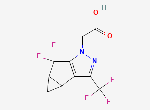 Two-dimensional chemical structure of 2-(5,5-difluoro-3-(trifluoromethyl)-3b,4,4a,5-tetrahydro-1H-cyclopropa[3,4]cyclopenta[1,2-c]pyrazol-1-yl)acetic acid