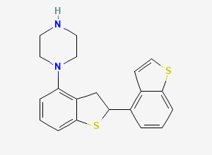 Two-dimensional chemical structure of 1-(2,3-dihydro-[2,4'-bibenzo[b]thiophen]-4-yl)piperazine, CAS 1420987-85-4