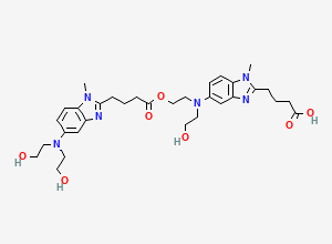 Two-dimensional chemical structure of Bendamustine Trihydroxyethyl Dimer Impurity/ Bendamustine Deschloro Dimer Impurity, CAS 1391052-61-1