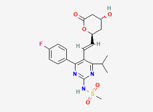 Two-dimensional chemical structure of N-Desmethyl Rosuvastatin Lactone (Free Base), CAS 1797419-58-9