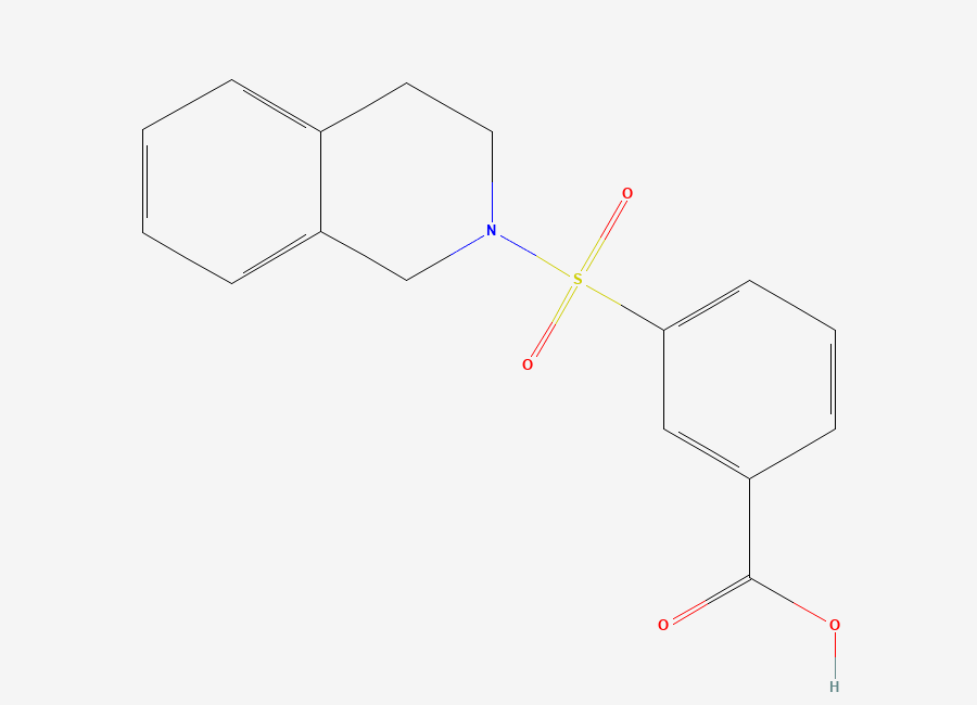 Two-dimensional chemical structure of 3-(3,4-Dihydro-1H-isoquinoline-2-sulfonyl)-benzoic acid