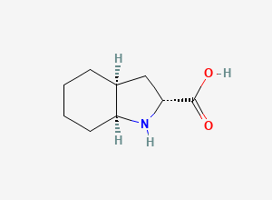 Two-dimensional chemical structure of (2R,3aS,7aS)-Octahydro-1H-indole-2-carboxylic acid