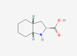 Two-dimensional chemical structure of (2R,3aR,7aR)-Octahydro-1H-indole-2-carboxylic acid