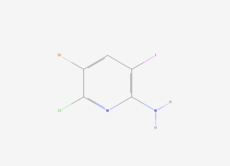 Two-dimensional chemical structure of 5-Bromo-6-chloro-3-iodopyridin-2-amine