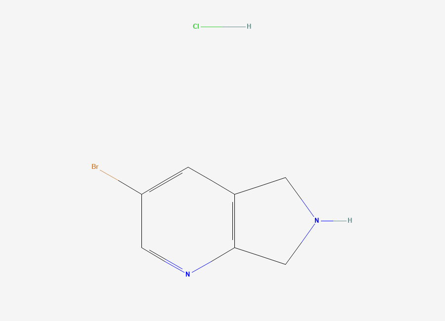 Two-dimensional chemical structure of 3-bromo-5H,6H,7H-pyrrolo(3,4-b)pyridine hydrochloride