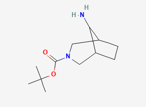 Two-dimensional chemical structure of Tert-butyl 8-amino-3-azabicyclo[3.2.1]octane-3-carboxylate