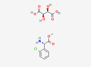 Two-dimensional chemical structure of Benzeneacetic acid, alpha-amino-2-chloro-, methyl ester, (alphaS)-, (2R,3R)-2,3-dihydroxybutanedioate (1:1)