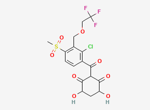 Two-dimensional chemical structure of 2-(2-Chloro-4-mesyl-3-((2,2,2-trifluoroethoxy)methyl)benzoyl)-4,6-dihydroxycyclohexane-1,3-dione