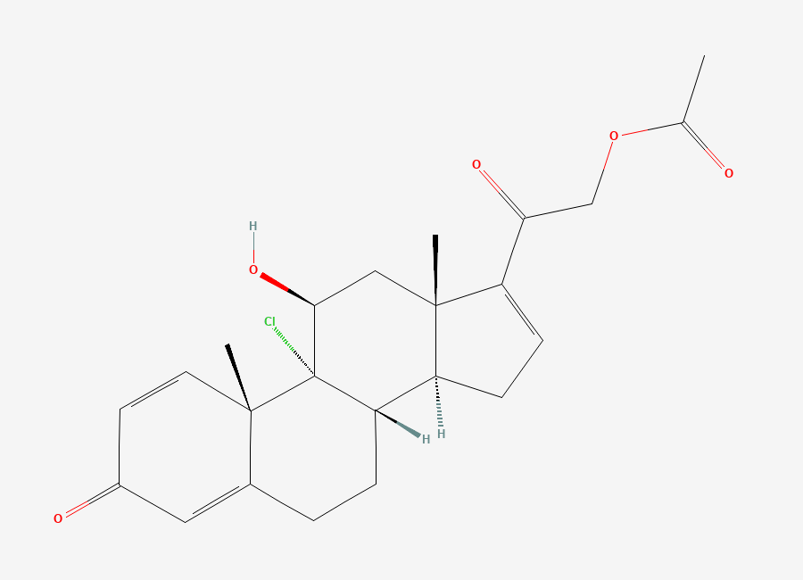Two-dimensional chemical structure of 21-Acetoxy-9a-chloro-11b-hydroxypregna-1,4,16-triene-3,20-dione