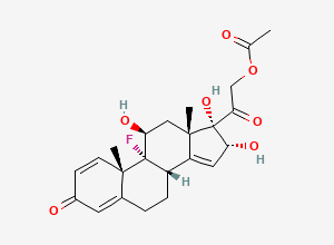 Two-dimensional chemical structure of (11beta,16alpha)-9-Fluoro-11,16,17-trihydroxy-3,20-dioxopregna-1,4,14-trien-21-yl acetate