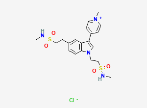 Two-dimensional chemical structure of N-Sulfamoylethyl naratriptan pyridinium / 4-[1,5-Bis-(2-Methylsulfamoylethyl)-1H-indol-3-yl]-1-methylpyridinium chloride, CAS 2144776-33-8