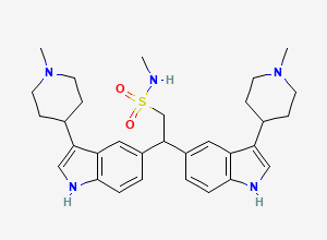 Two-dimensional chemical structure of Bisaryl naratriptan / 2,2-Bis-[3-(1-methylpiperidin-4-yl)-1H-indol-5-yl]ethanesulfonic Acid Methylamide, CAS 1346604-16-7