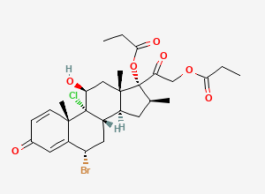 Two-dimensional chemical structure of Beclometasone Dipropionate EP Impurity F/Dipropionate 6α Bromo, CAS 887130-69-0