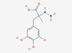 Two-dimensional chemical structure of Carbidopa EP Impurity I/ 3-Bromo (S)-Carbidopa, CAS 1246819-09-9
