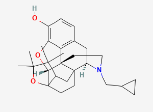 Two-dimensional chemical structure of (4bS,8R,12bR)-7-(Cyclopropylmethyl)-10,10,11,11-tetramethyl-5,6,7,8,9,9a,10,11-octahydro-12bH-8a,12a-ethano-4,8-methano[1]benzofuro[3,2-e]furo[2,3-g]isoquinolin-1-ol