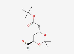 Two-dimensional chemical structure of tert-butyl 2-[(4R,6R)-6-formyl-2,2-dimethyl-1,3-dioxan-4-yl]acetate, CAS 2124275-54-1