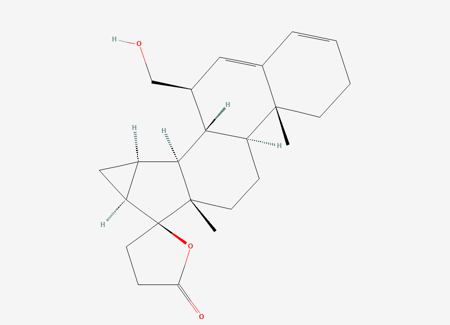 Two-dimensional chemical structure of Drospirenone EP Impurity I / 7β-Hydroxymethyldiene Drospirenone, CAS 2896199-04-3