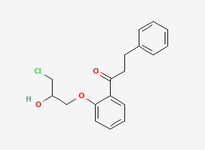 Two-dimensional chemical structure of Propafenone EP Impurity E / Propafenone BP Impurity E / Despropylamino Chloro Propafenone, CAS 165279-79-8