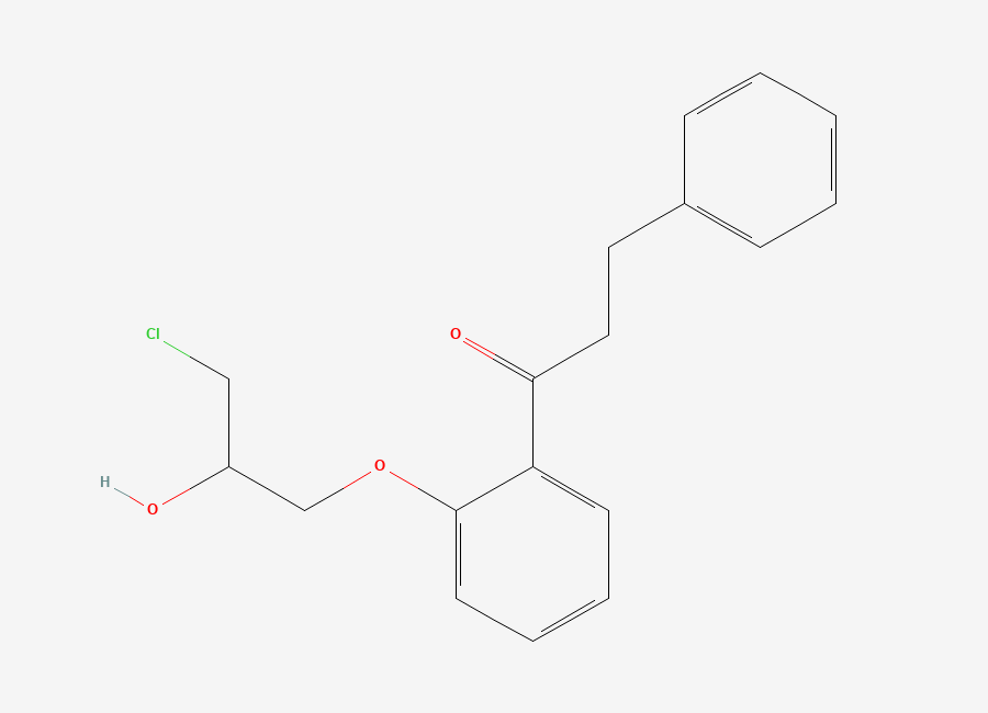 Two-dimensional chemical structure of Propafenone EP Impurity E / Propafenone BP Impurity E / Despropylamino Chloro Propafenone, CAS 165279-79-8