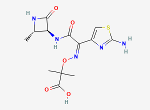 Two-dimensional chemical structure of Aztreonam Desulfated Impurity, CAS 102579-59-9