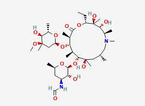 Two-dimensional chemical structure of Azithromycin EP Impurity M / 3’-(N,N-Didemethyl)-3’-N-Formylazithromycin, CAS 765927-71-7