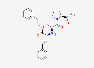 Two-dimensional chemical structure of (2S)-1-((2S)-2-(((1S)-3-Phenyl-1-((2phenylethoxy)carbonyl)propyl)amino)propanoyl)pyrrolidine-2-carboxylic acid