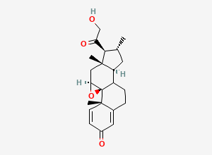 Two-dimensional chemical structure of (9β,11β,16α)-9,11-Epoxy-21-hydroxy-16-methyl-pregna-1,4-diene-3,20-dione, CAS 151265-33-7