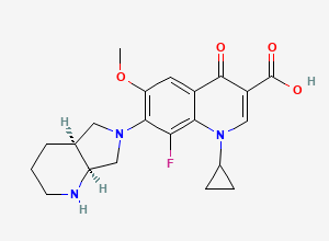 Two-dimensional chemical structure of Moxifloxacin EP Impurity D / Moxifloxacin Related Compound D / Moxifloxacin Isomer / 8-Fluoro-6-Methoxy Moxifloxacin, CAS 1029364-77-9