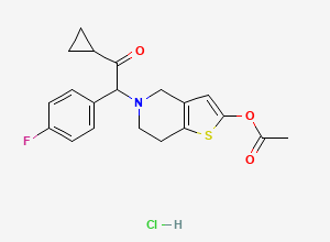 Two-dimensional chemical structure of Prasugrel EP Impurity C / Prasugrel 4-Fluoro Impurity / p-Fluoro Prasugrel Hydrochloride, CAS 1391053-98-7