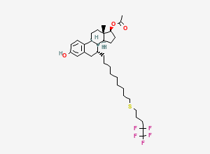 Two-dimensional chemical structure of 3-Hydroxy-7-(9-((4,4,5,5,5-pentafluoropentyl)sulfanyl)nonyl)estra-1,3,5(10)-trien-17-yl acetate, (7alpha,17beta)-