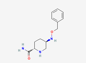 Two-dimensional chemical structure of (2S,5R)-5-((benzyloxy)amino)piperidine-2-carboxamide, CAS 1416134-49-0