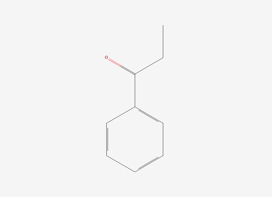 Two-dimensional chemical structure of Propiophenone / 1-Phenyl-1-propanone / 3-Phenyl-3-propanone / Ethyl Phenyl Ketone, CAS 93-55-0