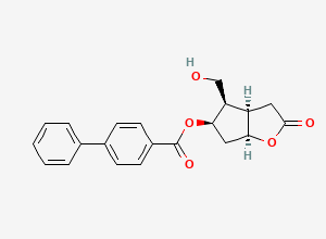 Two-dimensional chemical structure of (3AR,4R,5R,6aS)-4-(hydroxymethyl)-2-oxohexahydro-2H-cyclopenta[b]furan-5-yl [1,1'-biphenyl]-4-carboxylate