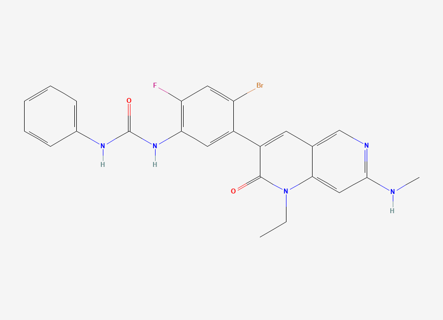 Two-dimensional chemical structure of Ripretinib, CAS 1442472-39-0