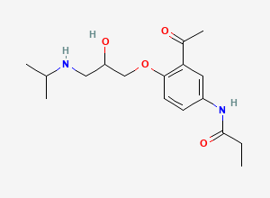 Two-dimensional chemical structure of N-(3-Acetyl-4-(2-hydroxy-3-((1-methylethyl)amino)propoxy)phenyl)propanamide